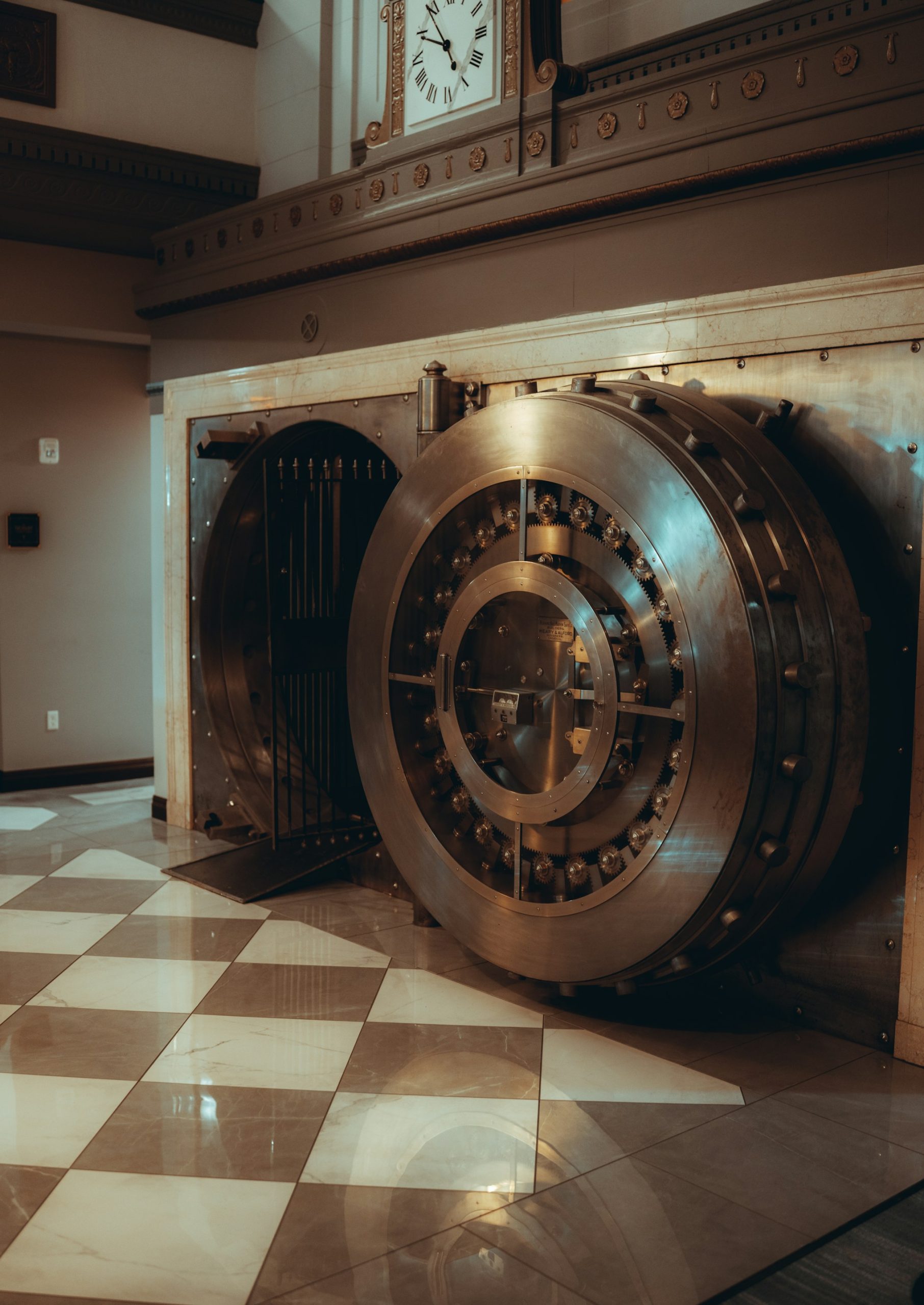 Bank vault door opening