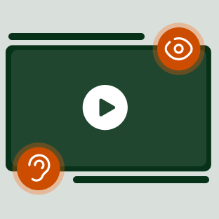 A video mockup highlighting visual and audio accessibility features