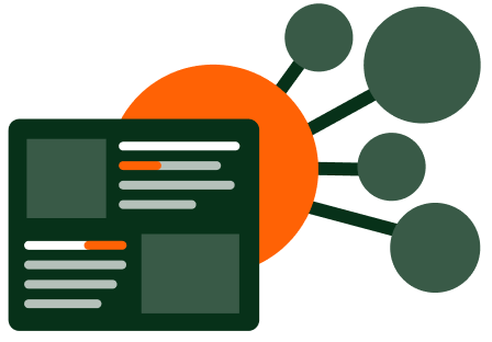 nodes traveling seamlessly into a central node creating content