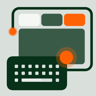 Screen reader using a keyboard to navigate user interface