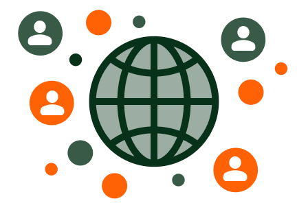 globe with multiple circles show global reach of content