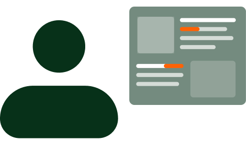 A person in front of a website ui to show people first approach