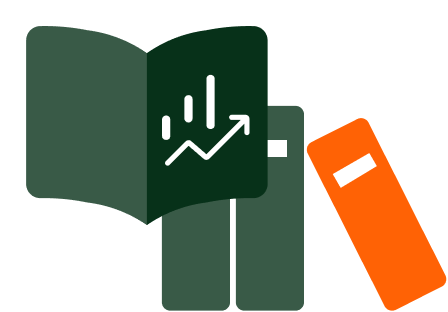 3 books stacked and 1 open book to represent expertise and knowledge.
