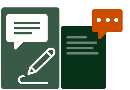 2 documents with comments and a pen showing the interaction of humans to create content