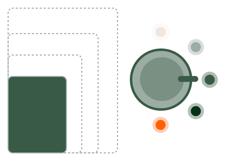Dial showing the ability to increase and decrease scale of content production