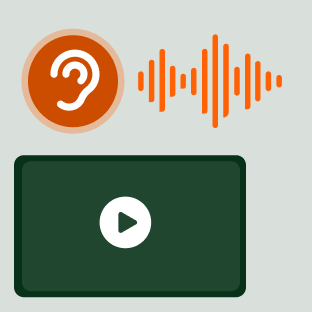 an ear icon and sound waves to represent audio descriptions