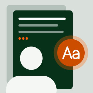 Icon of a human writing copy on a document