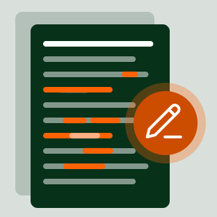 document with word highlighted to be edited