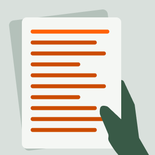 Printed document in someones hand