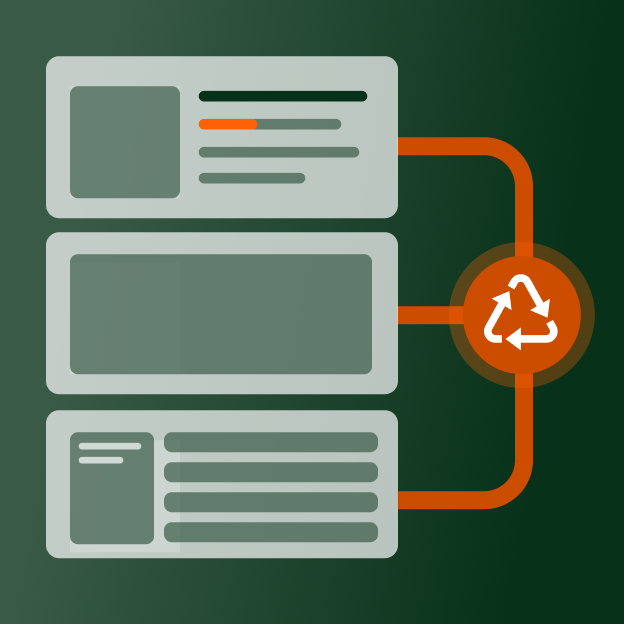 Reusable website components with a recycled icon