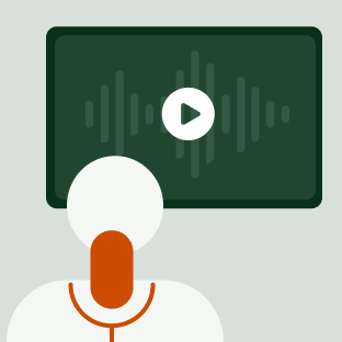 person recording a voice over for a video