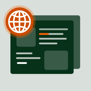 Website landing page with globe icon to show reach