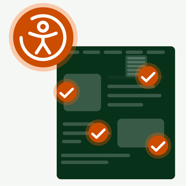 Website UI with ticks against accessibility criteria