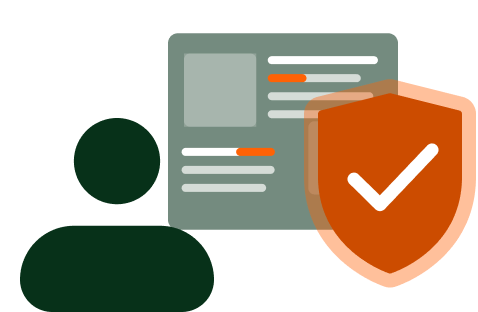 Trust shield next to content and human icon
