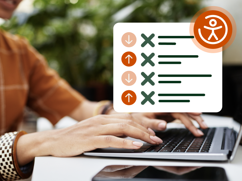 A woman conducting an accessibility audit on her laptop working through wcag criteria checklist