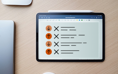 An ipad on a table showing a prioritised list